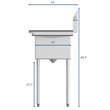 Pemberly Row 12x16x10 NSF Stainless Steel Kitchen Prep/Utility Sink in Silver