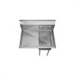 Pemberly Row Silver 12x16x10 Left NSF Stainless Steel Kitchen Prep/Utility Sink