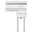 Pemberly Row Silver 12x16x10 Left NSF Stainless Steel Kitchen Prep/Utility Sink