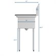 Pemberly Row Silver 12x16x10 Left NSF Stainless Steel Kitchen Prep/Utility Sink
