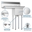 Pemberly Row Silver 12x16x10 Left NSF Stainless Steel Kitchen Prep/Utility Sink