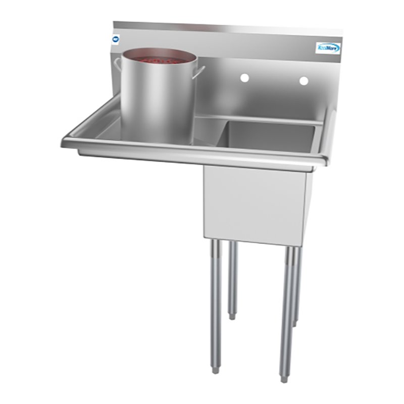 Pemberly Row Silver 12x16x10 Left NSF Stainless Steel Kitchen Prep/Utility Sink