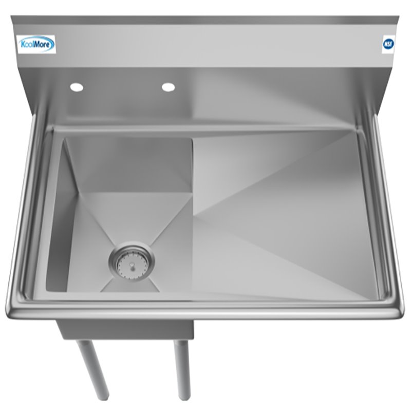 Pemberly Row Silver 12x16x10 Right NSF Stainless Steel Kitchen Prep/Utility Sink