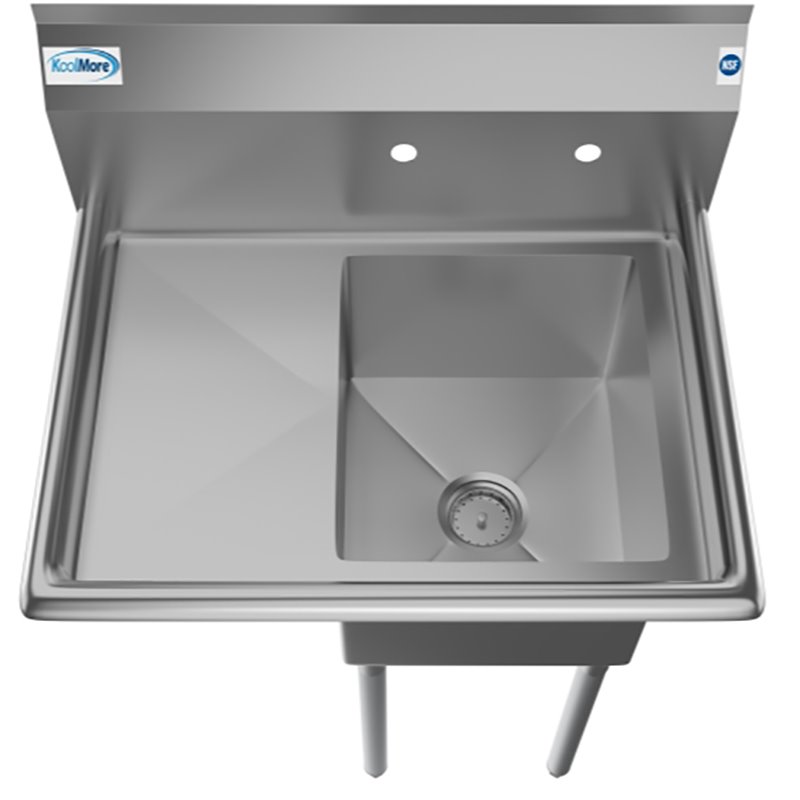 Pemberly Row Silver 14x16x11 Left NSF Stainless Steel Kitchen Prep/Utility Sink