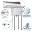 Pemberly Row Silver 14x16x11 Left NSF Stainless Steel Kitchen Prep/Utility Sink