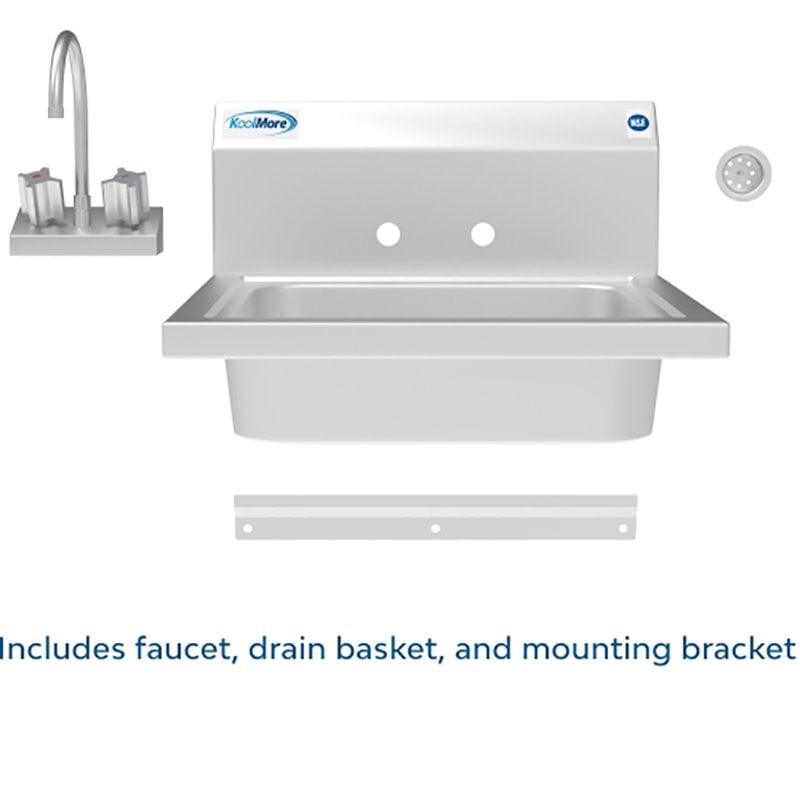 Pemberly Row Silver Stainless Steel Commercial Hand Sink with Gooseneck Faucet