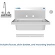 Pemberly Row Silver Stainless Steel Commercial Hand Sink with Gooseneck Faucet