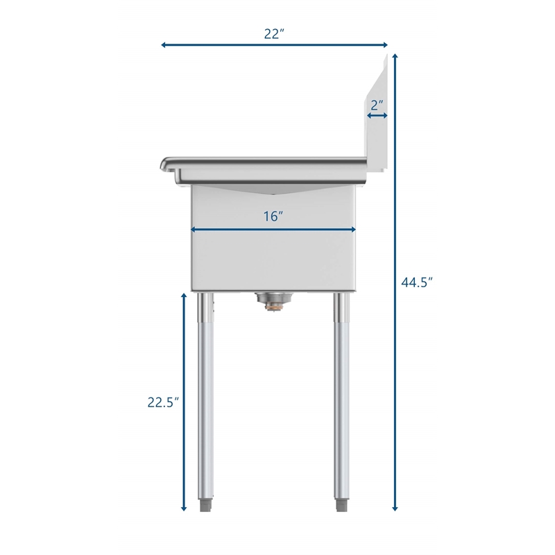 Pemberly Row 12x16x10 Stainless Steel Kitchen Prep & Utility Sink in Silver
