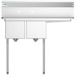 Pemberly Row Silver 12x16x10 Right Stainless Steel Kitchen Prep & Utility Sink