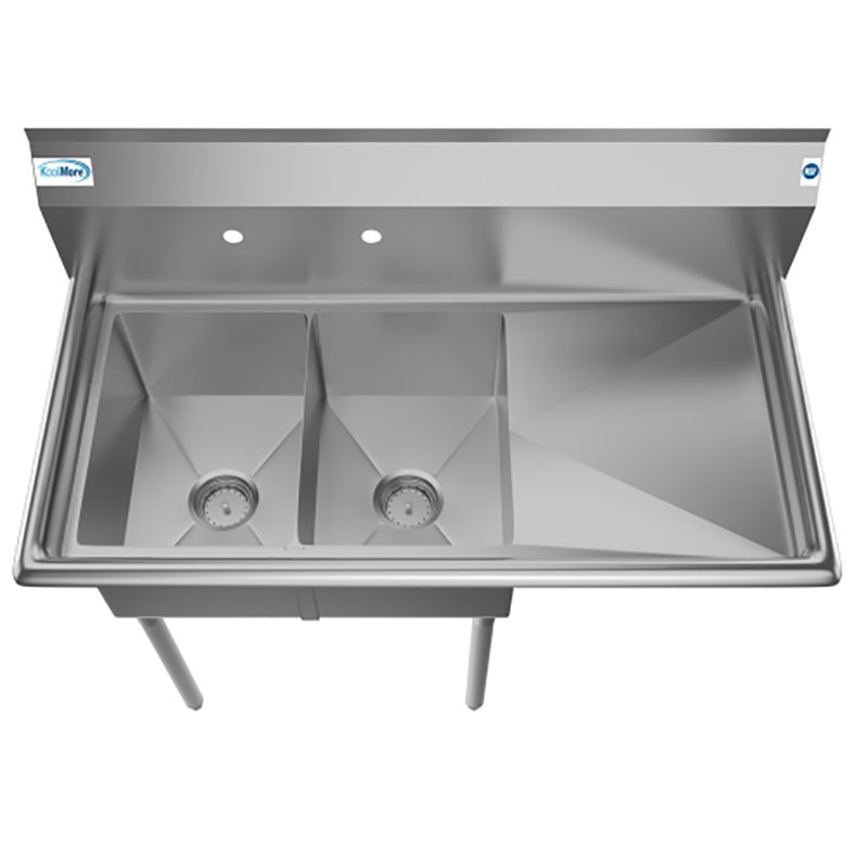 Pemberly Row Silver 12x16x10 Right Stainless Steel Kitchen Prep & Utility Sink