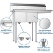 Pemberly Row Silver 12x16x10 Right Stainless Steel Kitchen Prep & Utility Sink
