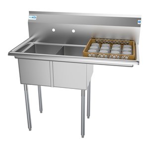 Pemberly Row Silver 12x16x10 Right Stainless Steel Kitchen Prep & Utility Sink