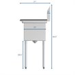 Pemberly Row 15x15x12 NSF Stainless Steel Kitchen Prep & Utility Sink in Silver