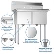 Pemberly Row 15x15x12 NSF Stainless Steel Kitchen Prep & Utility Sink in Silver