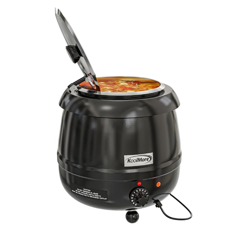 Pemberly Row Metal Soup Kettle Warmer with Hinged Lid and Removable Pot in Black