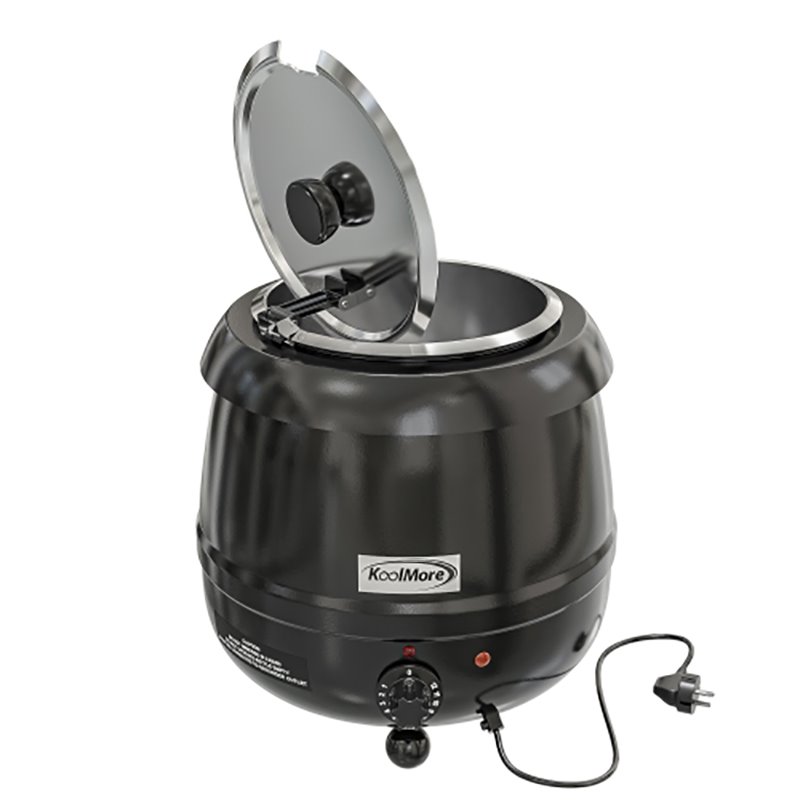 Pemberly Row Metal Soup Kettle Warmer with Hinged Lid and Removable Pot in Black