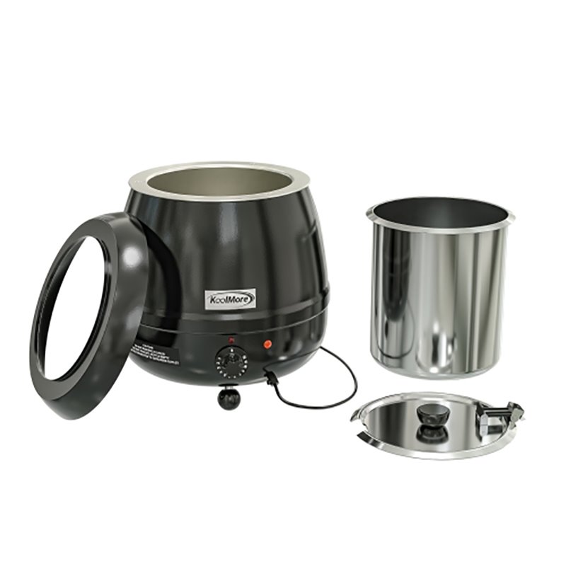 Pemberly Row Metal Soup Kettle Warmer with Hinged Lid and Removable Pot in Black