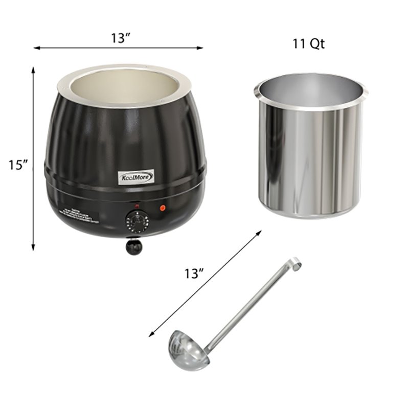 Pemberly Row Metal Soup Kettle Warmer with Hinged Lid and Removable Pot in Black