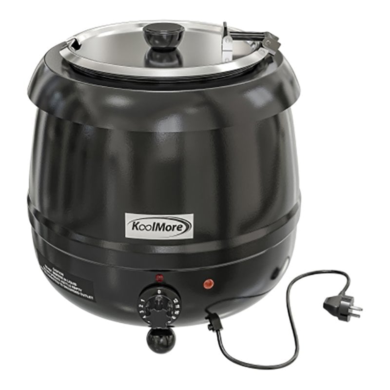 Pemberly Row Metal Soup Kettle Warmer with Hinged Lid and Removable Pot in Black