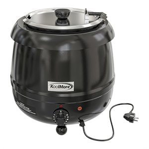 Pemberly Row Metal Soup Kettle Warmer with Hinged Lid and Removable Pot in Black
