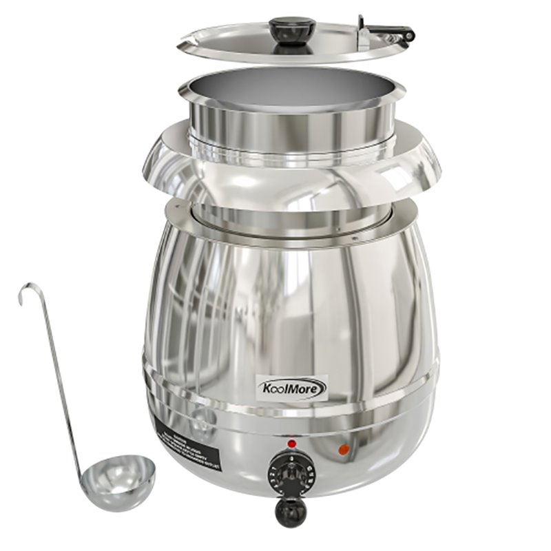 Pemberly Row Silver Hinged Lid/Removable Pot Stainless Steel Soup Kettle Warmer