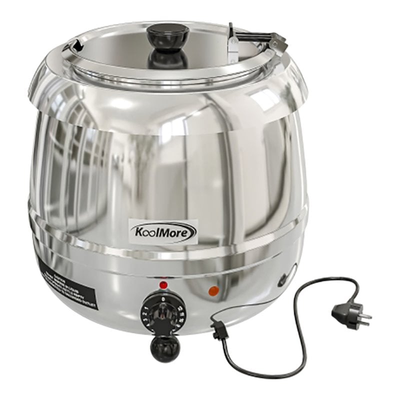 Pemberly Row Silver Hinged Lid/Removable Pot Stainless Steel Soup Kettle Warmer