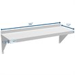 Pemberly Row 12x36 NSF Stainless Steel Wall Mount Shelf for Kitchen in Silver