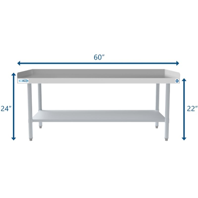 Pemberly Row 30x60 Heavy Duty 16-Gauge Stainless Steel Equipment Stand in Silver