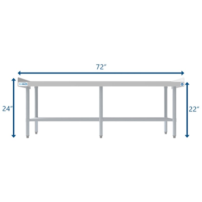 Pemberly Row 30x72 Heavy Duty 16-Gauge Stainless Steel Equipment Stand in Silver