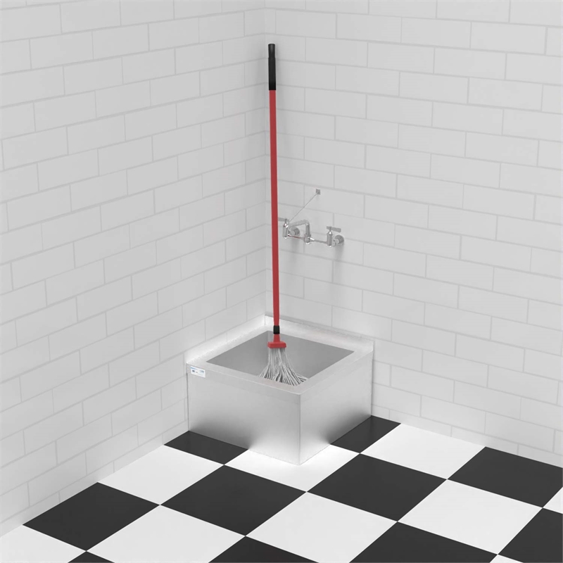 Pemberly Row 19x22x12 Stainless Steel Floor Mop Sink with Deep Basin in Silver