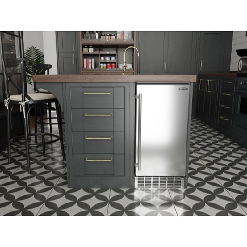 Pemberly Row Storage Basket Stainless Steel Built-In Ice Maker Machine in Silver