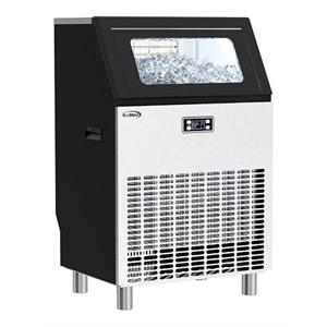 Pemberly Row Modern Undercounter Metal Ice Maker Machine in Black