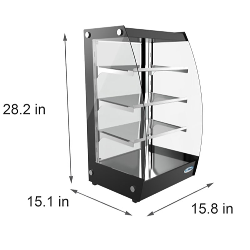 Pemberly Row 4-Tier LED Glass/Steel Bakery Display Pastry Case in Black