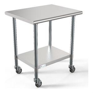 Pemberly Row 24&quotx30&quot 18-Gauge Stainless Steel Commercial Work Table with Casters