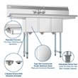 Pemberly Row Silver 10x14x10 3-Compartment Stainless Steel Kitchen Sink & Faucet
