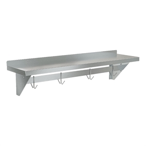 Pemberly Row 12&quotx48&quot 18-Gauge Steel Heavy Duty Wall Shelf with Pot Rack