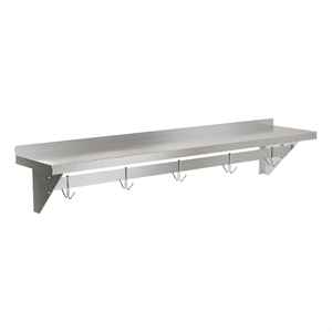 Pemberly Row 12&quotx60&quot 18-Gauge Steel Heavy Duty Wall Shelf with Pot Rack