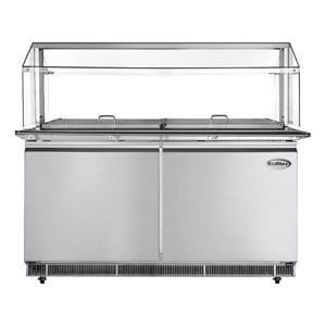 Pemberly Row Silver 60&quot Commercial Refrigerated Prep Station with Sneeze Guard