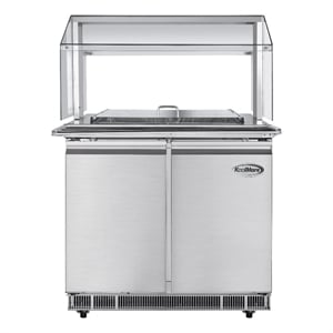 Pemberly Row Silver 36&quot Commercial Refrigerated Prep Station with Sneeze Guard