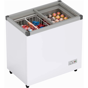Pemberly Row 33&quot Flat Top Ice Cream Display Freezer 7 cu. ft. Capacity in White