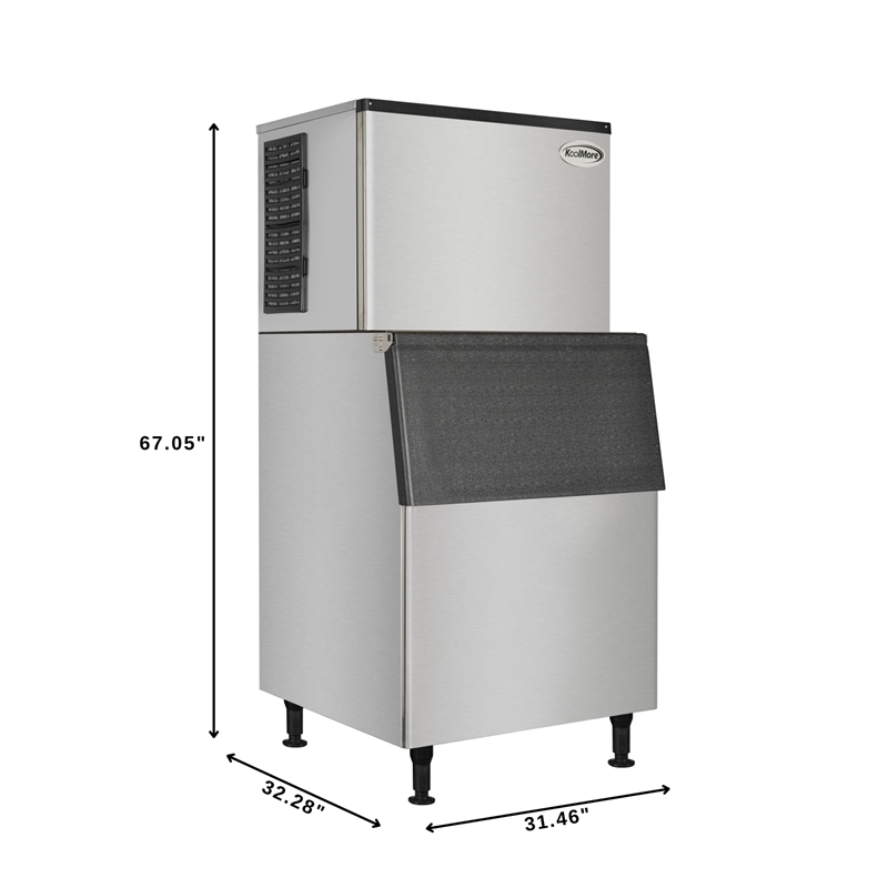 Pemberly Row 500lbs Steel Air Cooled Commercial Ice Machine with 375lbs Storage