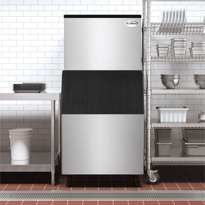 Pemberly Row 500lbs Steel Air Cooled Commercial Ice Machine with 375lbs Storage