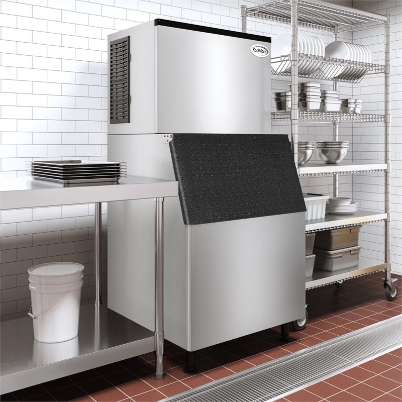 Pemberly Row 500lbs Steel Air Cooled Commercial Ice Machine with 375lbs Storage