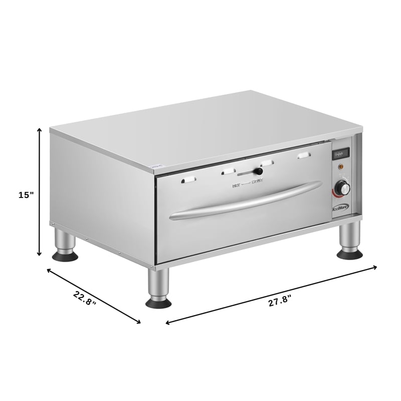 Pemberly Row One-Drawer Commercial Free Standing Warming Drawer in Steel