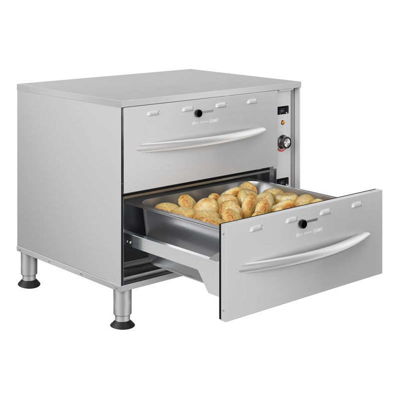 Pemberly Row Two-Drawer Commercial Free Standing Warming Drawers in Steel