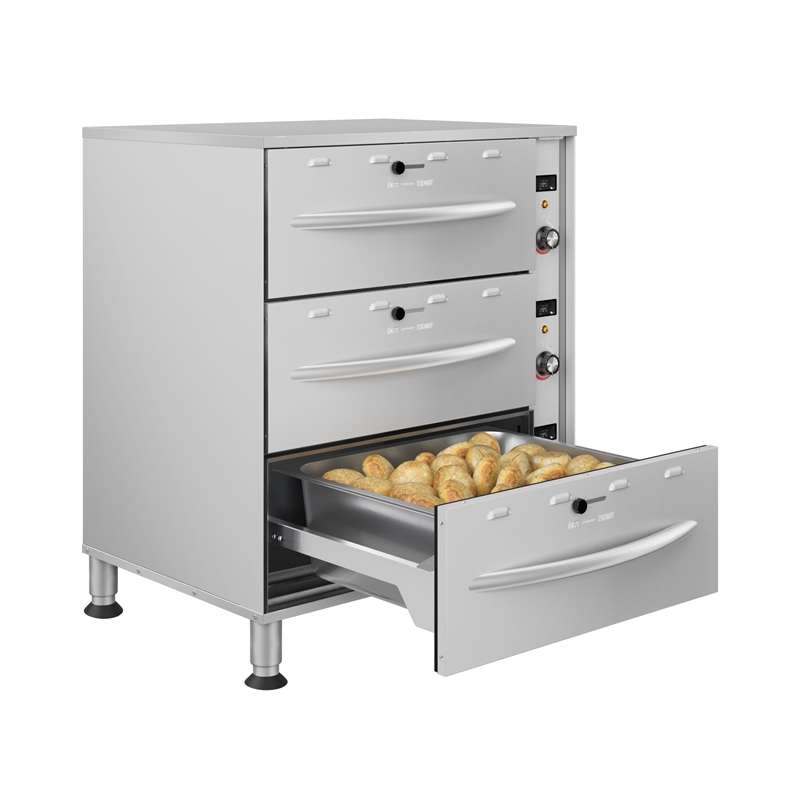 Pemberly Row 3-Drawer Commercial Free Standing Warming Drawer in Stainless Steel
