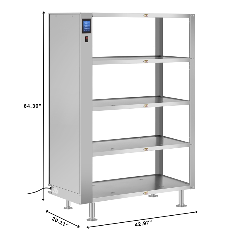 Pemberly Row 5-Shelves Commercial Take Out Warmer Cabinet w/ Touch Screen Steel