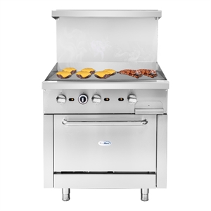 Pemberly Row 36&quot Commercial Oven with Griddle Top 90000 BTU in Stainless Steel