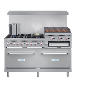 Pemberly Row 60&quot 6 Burner Natural Gas Range with 24&quot Griddle & Broiler