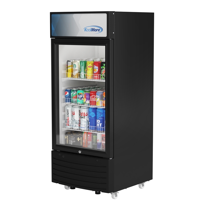Pemberly Row 6 cu. ft. One Glass Door Display Merchandiser Refrigerator in Black